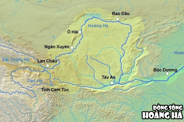 Bạn có thể nhìn thấy rõ sông Hoàng Hà trên bản đồ Trung Quốc