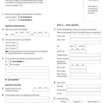form 1419, form 1419 australia, mẫu đơn xin visa du lịch úc, form 1419 mới nhất